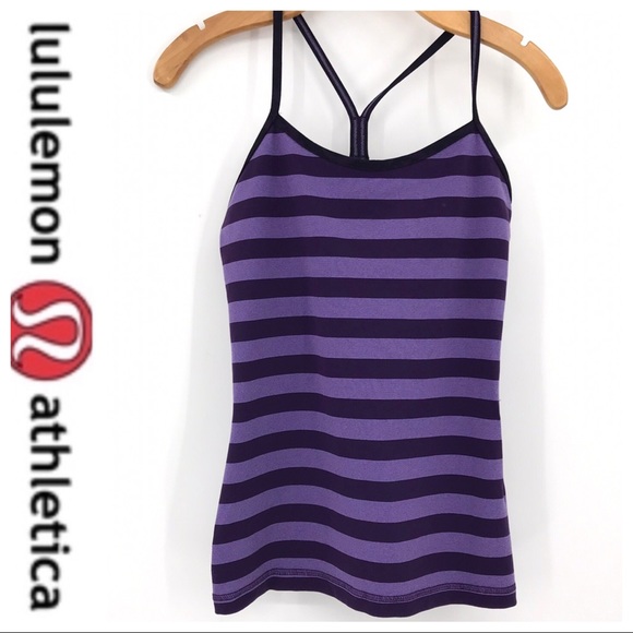 💕SALE💕 Lululemon Purple Stripe Power Y Tank Top - Picture 3 of 10